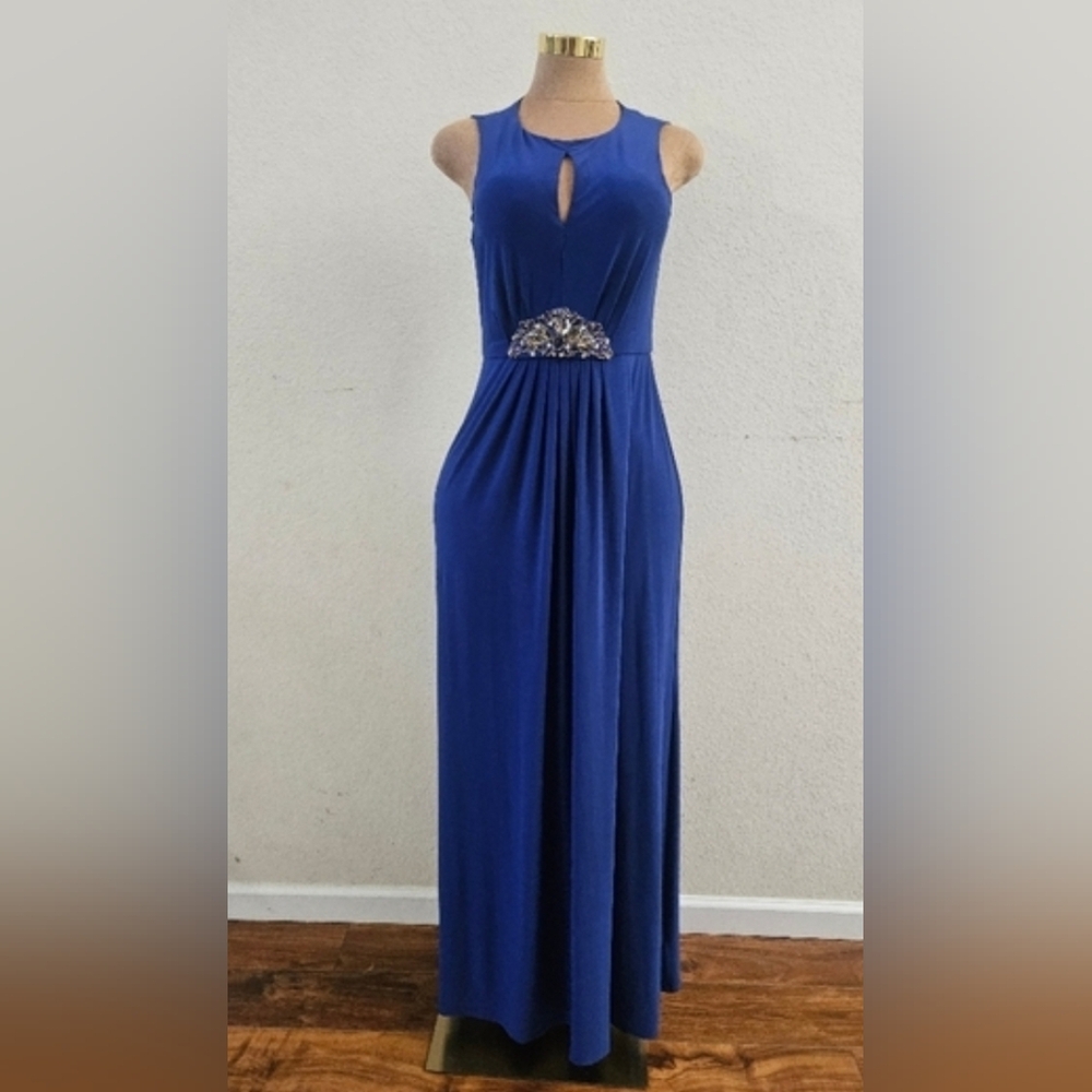 Blue Halter Maxi Gown for Wedding Guest